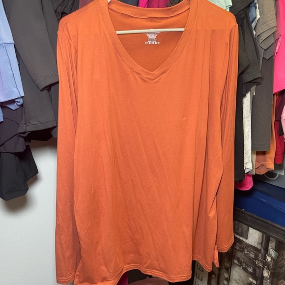 Showitty Women's Orange V-Neck Long Sleeve Top - Picture 1 of 4